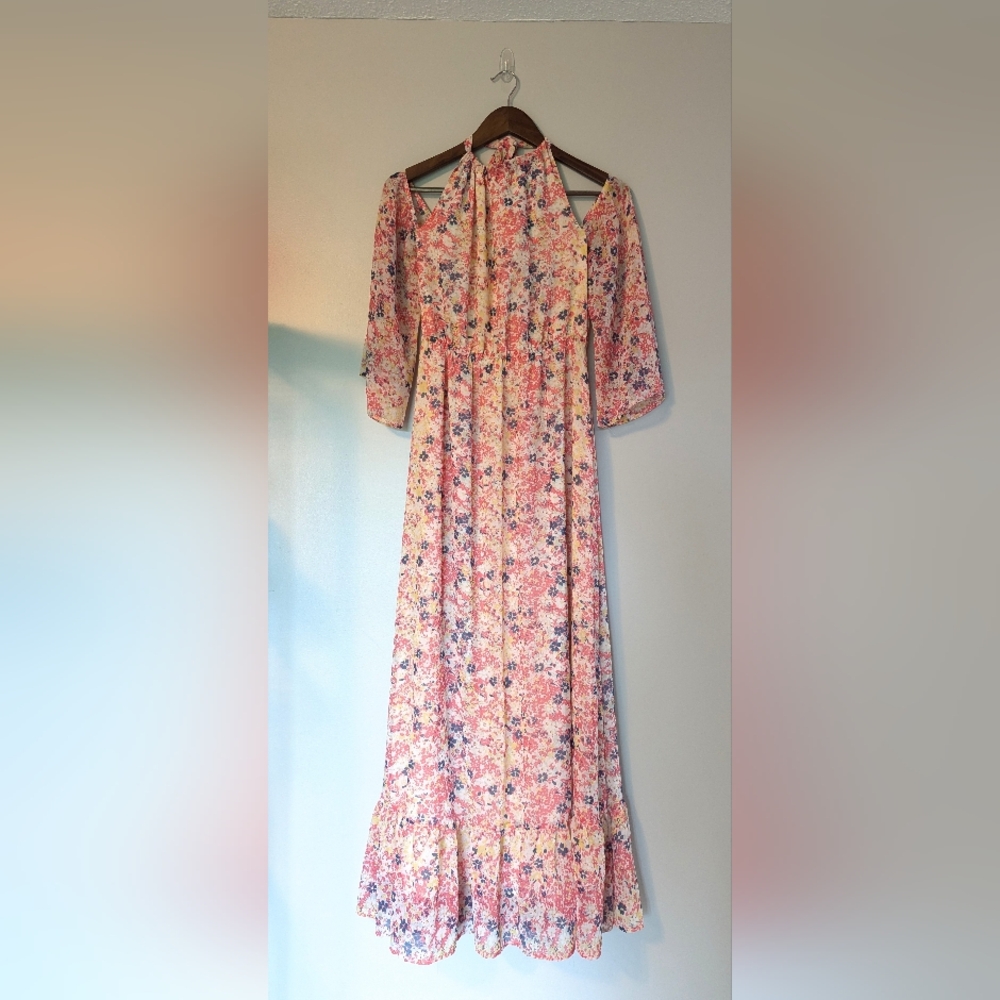 Modcloth Floral Halter Maxi Dress